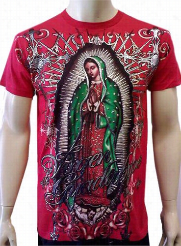 Konflic Clothing &amo;quot;vission Of Guadalupe&quot; T-shirt (red)