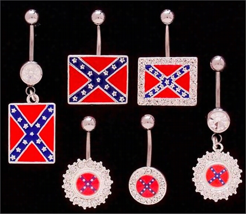 Navel Body Jewelry - Confederate Flag 3 Part Assortedd Pack