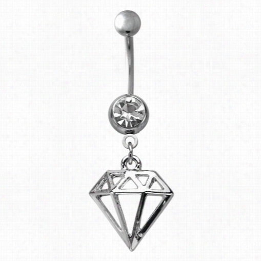 Navel Body Jewelry - Diamond Rhinestone D Angle Belly Buutton Ring