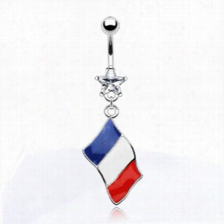 Navel Body Jewelry - France &quot;french Flag&quot; Belly B Utton Ring