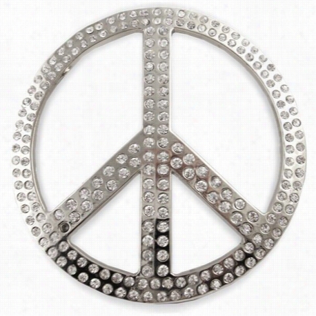 Peace Sign Rhnestone Belt Bucklw Witb Free Leather Belt