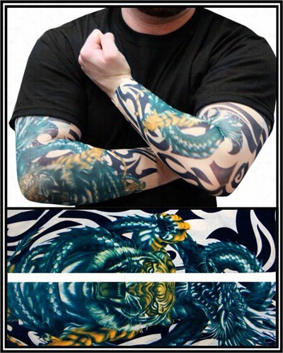 Tattoo Sleeves - Tiger Vs. Dragon Tempora Ry Tattoo Sleeves (pair)