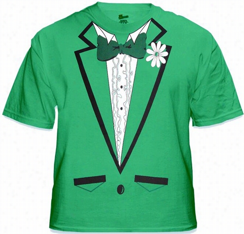 Tuxedo Shirt - Men's Irish Green Tuxedo T-shirt With Ruffles