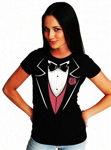 Tuxedo T-shirts - Tuxe Do With Pink Vest An D Flower Girl's T-shirrt (black))