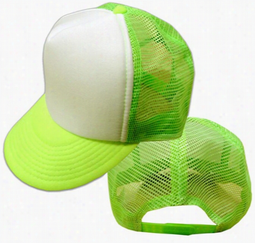 Two Tone Trucker Hats - Neon Green Astonished Trucker Cap