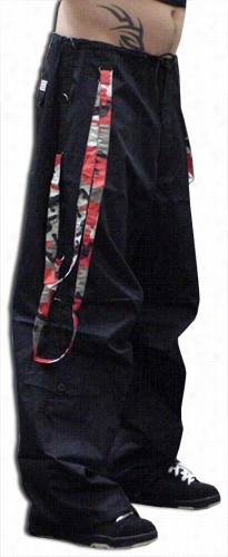 Ufo Unisex Basic Strappy Pants (black/red Camo)