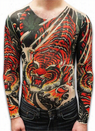 Unis Ex Full Body Tattoo Shirt - Vicious Tiger