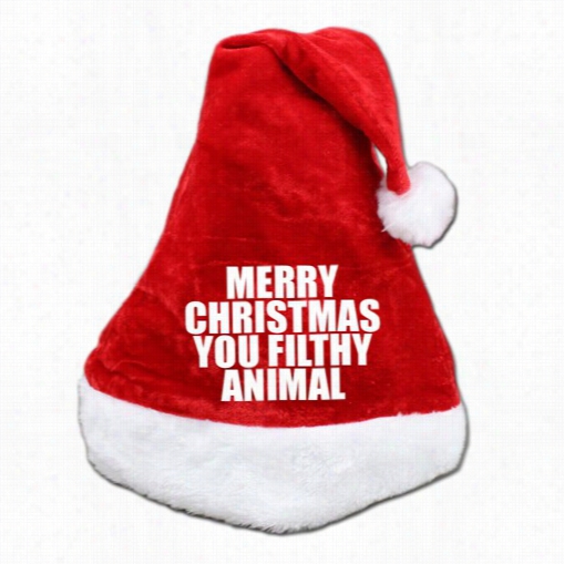 Velvet Santa Hat - Merry Cyristmas You Filthy Animal