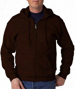 Zip Up Hooded Sweatshirt :: Premium  Hoodie With Zipper (dark Brown)