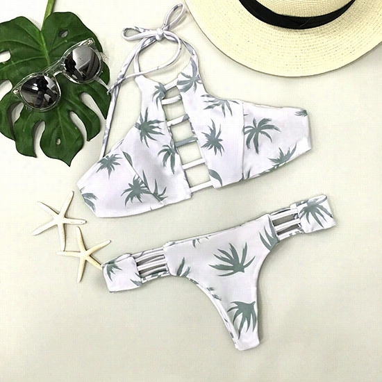 Bright Morning Palm Leaves Bikini Set