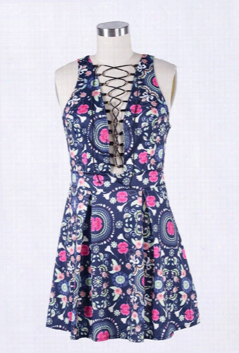 Cut To The Lace Up Flower Dress