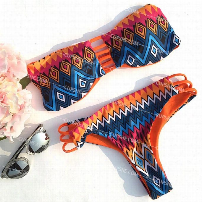 Dip In Bright Printing Bikini