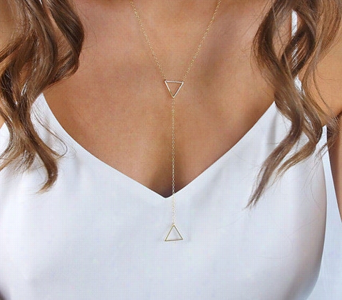 Double Triangle  Pendant Necklace