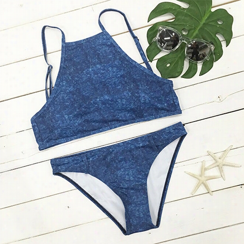 Down Inn Tthe Denim Tank Bikini Set