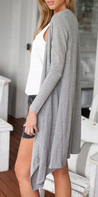 Easy Does It Grey Long Cardigan