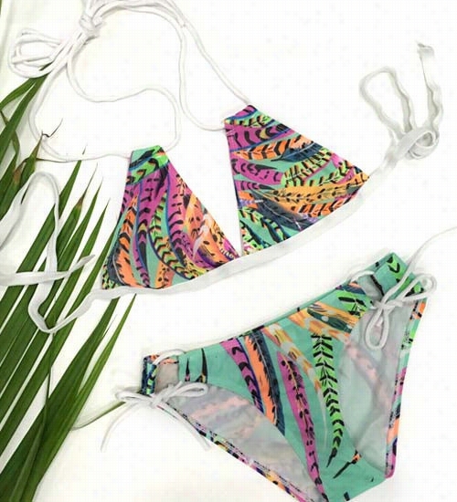 Feather Printing Bik Ini Set