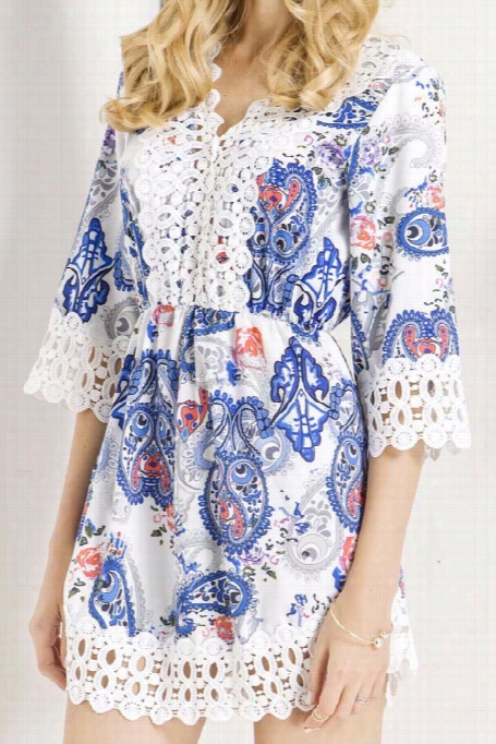 Flower Trip Plunging Dress