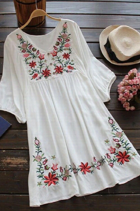 Free Sspirit Floral Embroidery Dress