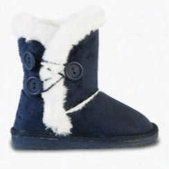 Girls' 3-button Micro Fiber Boots - Navy