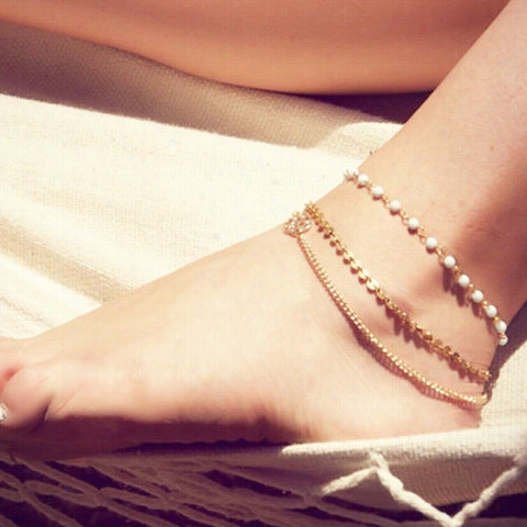 Golxen Multi-layered Paillette Anklet