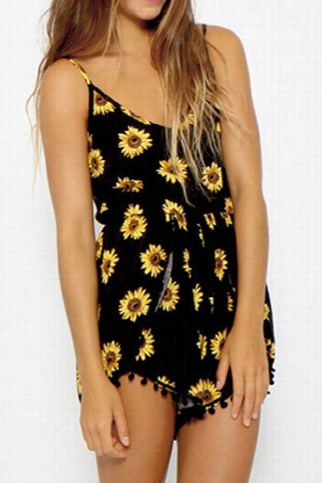 Sluggish Day Sunflower Printing Romper