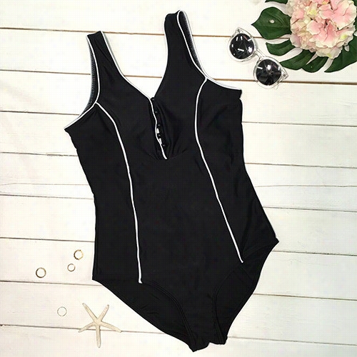 Line By Me Black One-piece Swimsuit