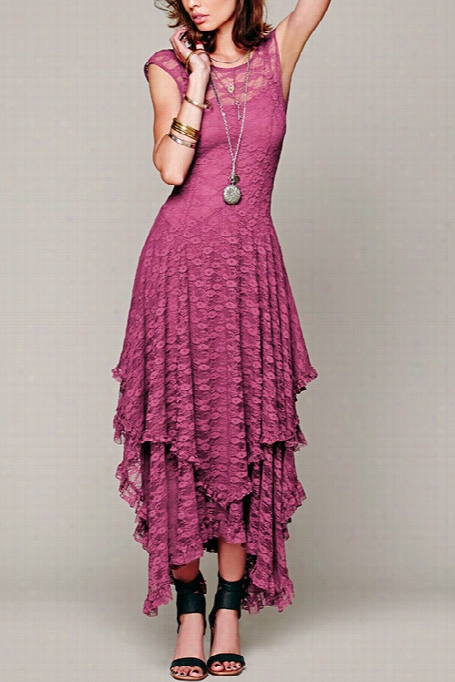 Look Right Through Lace Irregular Dress