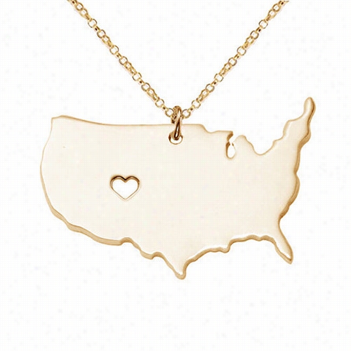 Lovin American Map Pendant Necklce