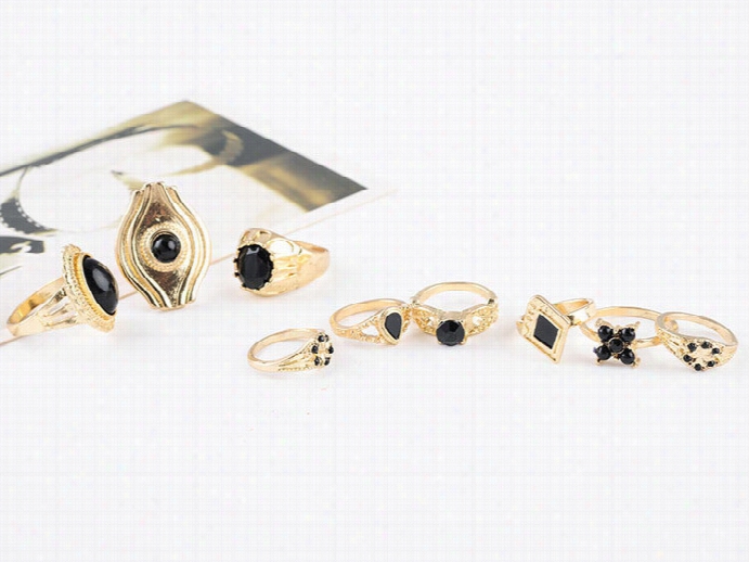 Make Yours Gold Diamond 9pcss Rings