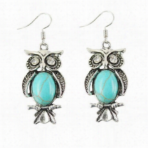 My Way Owl Turquoise Necklace&ampp;earring