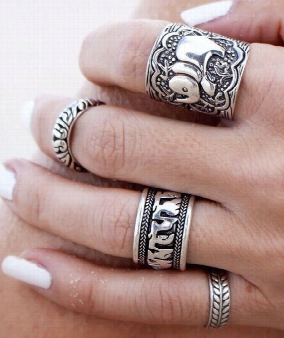 Rettro Egypt 4pcs Elephant Rings