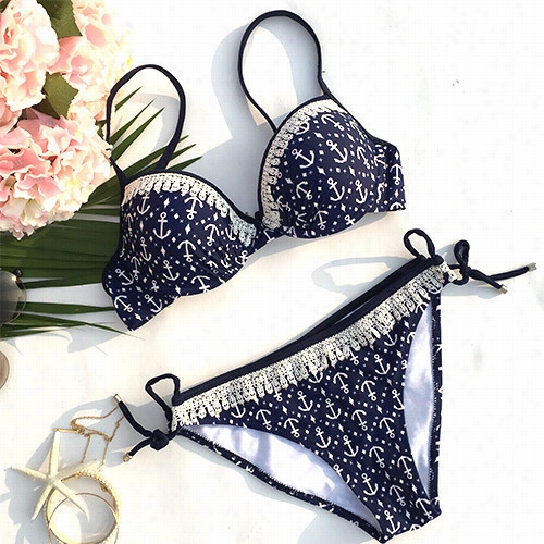 Seaside Soirre  Anchor Printing Bikini Set