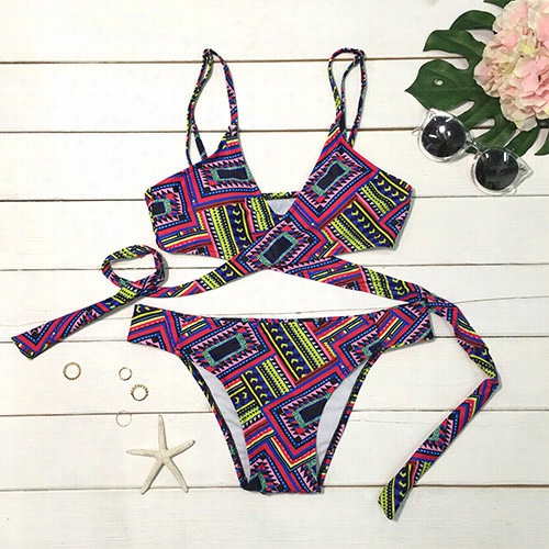 Side By Side  Abstract Bikini Set