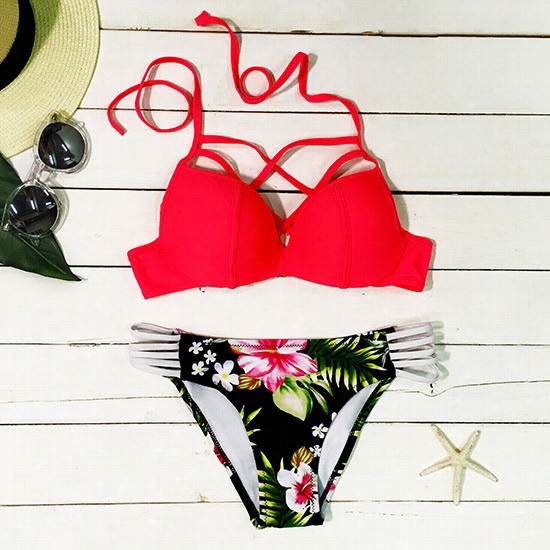 Summer Blooming Halter Bikini Set