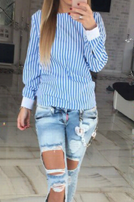 Trip Out Striped Open Back Shirt