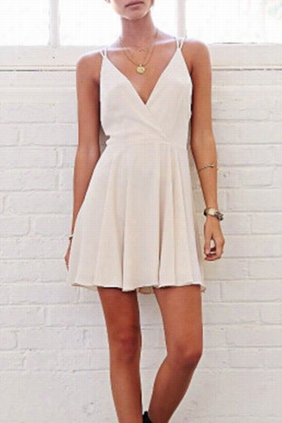 White Cross Back Sexy Skating Dress