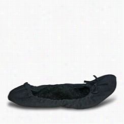 Women's Fleece Bendable Ballet Flats - Blcak