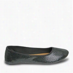 Womens Kaymann Ballet Flats - Black Snake Print