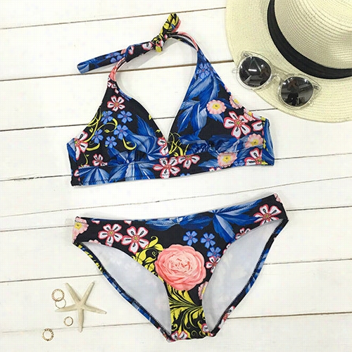 Yours Midnight Garden Halter Biikni Set