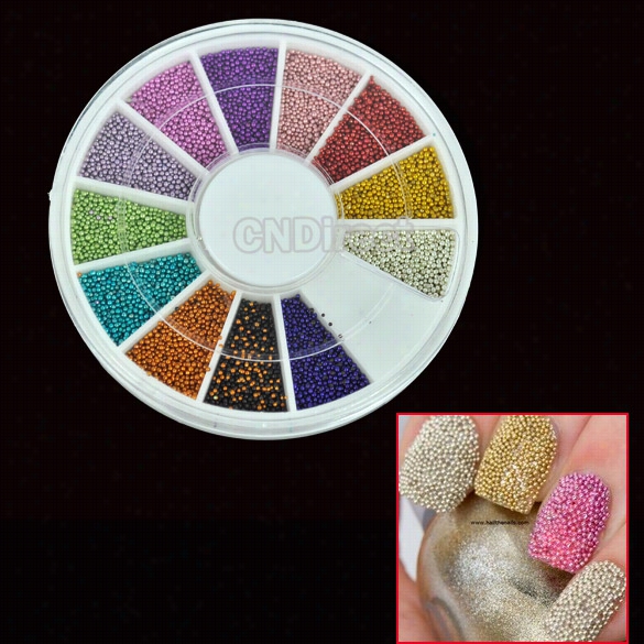 12 Colors Caviar Diy Mix Nail Skill Colorful Carving Pattern Glitter Bead  Nail Decoration Wheel