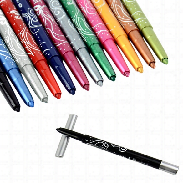 12 Colors Makeup Eyeliner Eye Shadow Pen Labial Line Pen Rotating Cosmetic Es9p