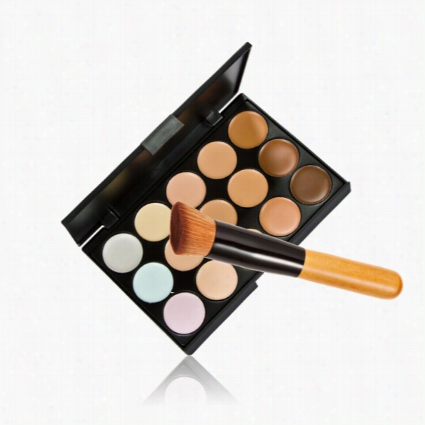 15 Colors Neutral Makeup Concealerr Foundationn Cream Cosmetic Palette S Et Tools With Brush