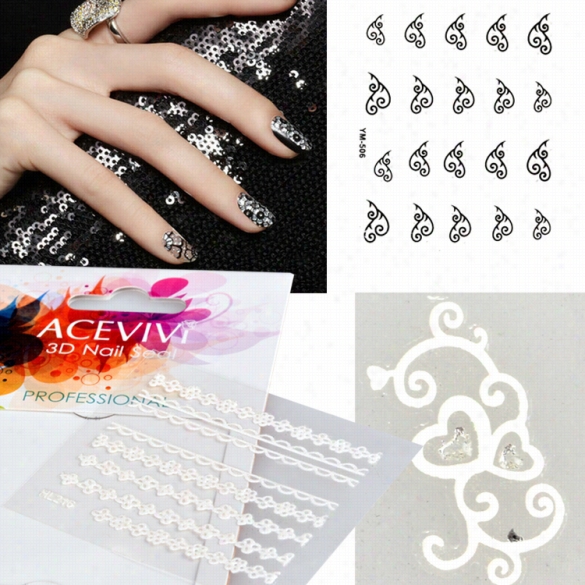 Acevivi Neew Fashion Wom En Professional Nail Care 3d Flower Naila Rtmanicure Fingernail Wrrap Ssticker Sheet