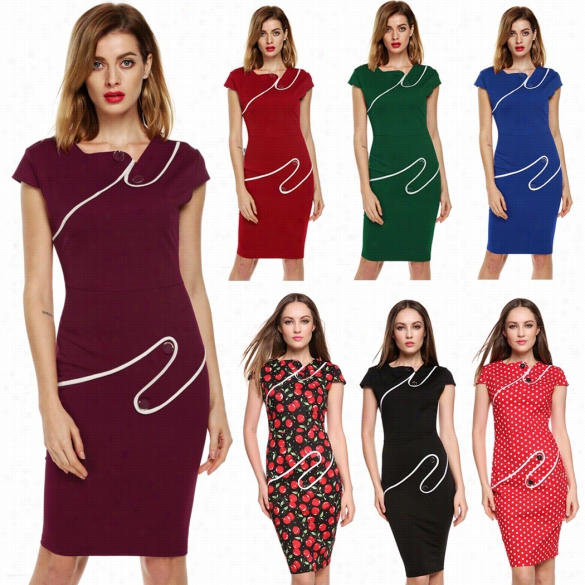 Acevog Stylish Lady Women's Fashion Iirregular Neck Bodycon Slim Straight Dress