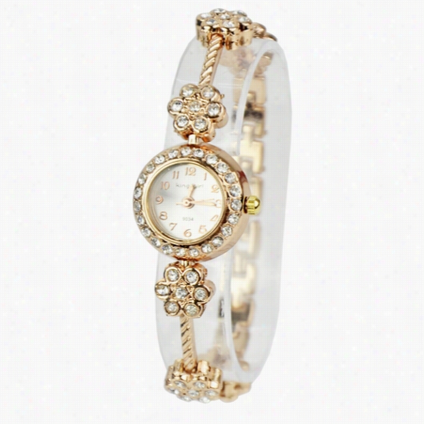 Alloy Crystal Quartzz Plum Blossom Bracelet Bangle Women's Wrist Watch