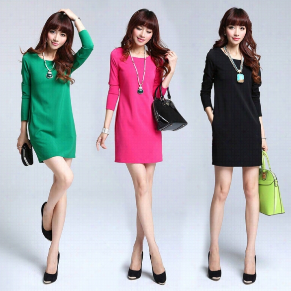 Autumn New Style Korean Women Short Dres Long Sleeve Close Fitted Dress