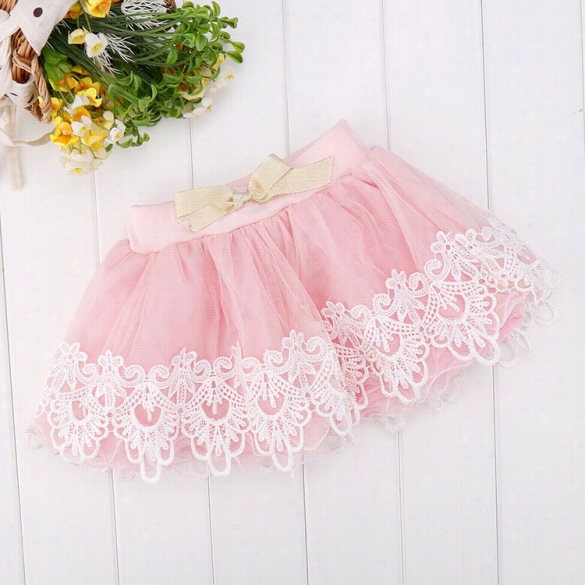 Baby Girl Kids Children's Summer Net Yarn  Bow Layered Short Skirt