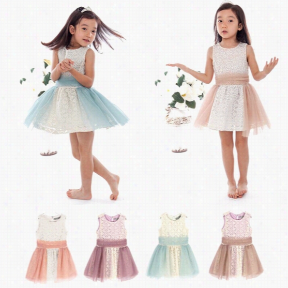 Baby Kids Children's New Fashion Girls Sleeveless O-neck Flower Dress