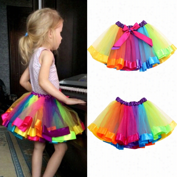 Colofrul  Splicing Kids Girl's Petticoat Princess Arty"birthday"dancing Skirt Mini Ball Gow Ntutu Flap