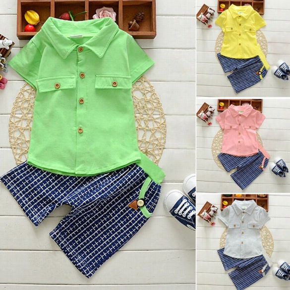 Cool Baby Boys Short Sleeve T-shirt Tops Pocket Shorts Two Piece Set